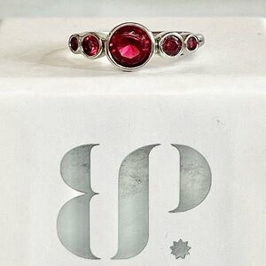 Retro Bomb Party Sophisticated Ruby  and Silver Gemstone Ring
